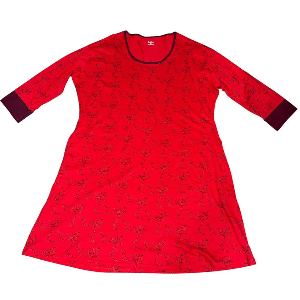 Svaha Organic Cotton DNA Nightgown Sleep Shirt Women's Size 5X Red‎ STEM Pockets